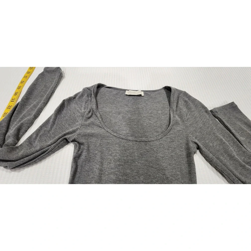 Abercrombie & Fitch Lounge Gray Ribbed Jersey Knit Long Sleeve Maxi Dress Small